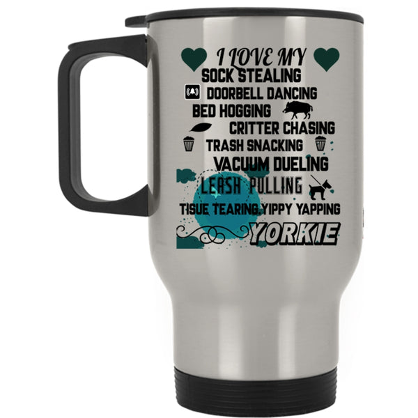 Cute Gift For Yorkie Owner Travel Mug, I Love My Yorkie Mug