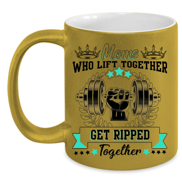 Gift For Mom Coffee Mug, Moms Lift Together Accent Mug