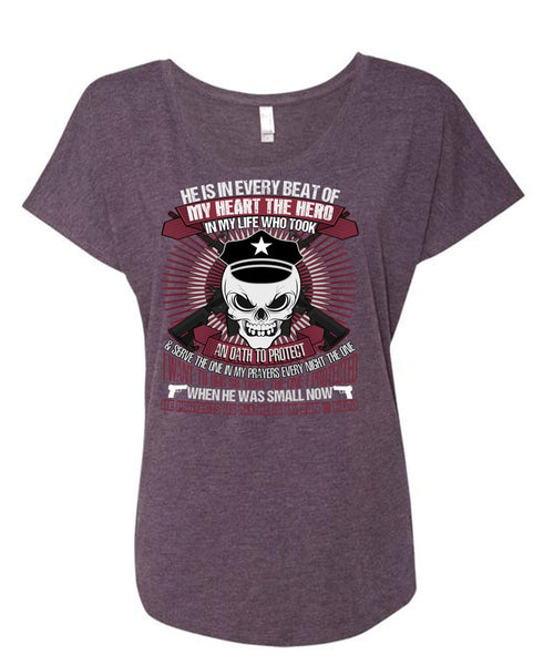He Is My Son T Shirt, Being A Police T Shirt, Cool Shirt (Ladies' Triblend Dolman Sleeve)