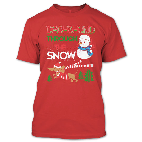 Dachshund Through The Snow T Shirt, Coolest Merry Christmas T Shirt