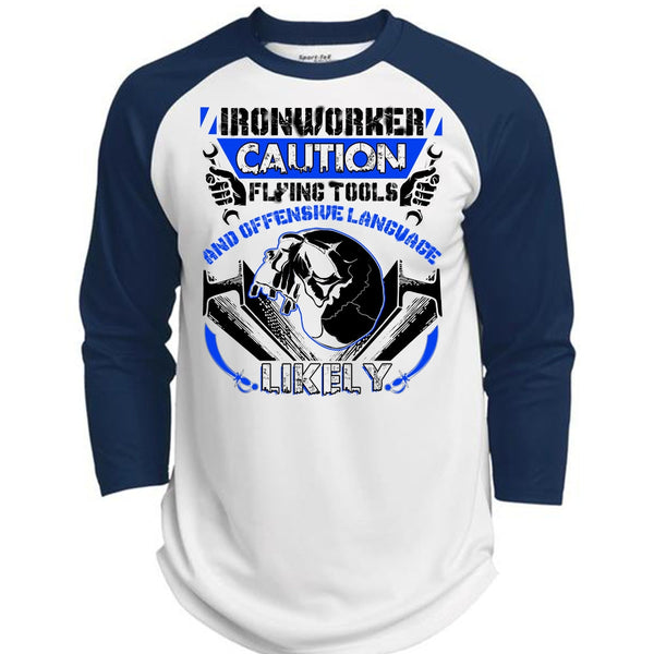 Ironworker Caution Flying Tools T Shirt, I Love Ironworker T Shirt, Awesome T-Shirts  (Polyester Game Baseball Jersey)