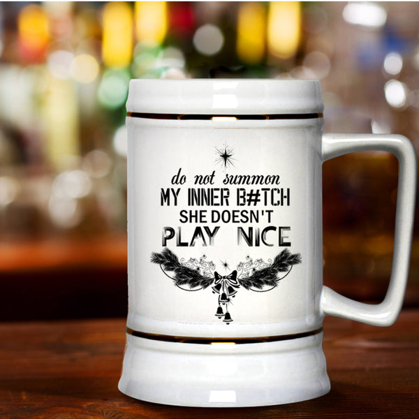 Christmas Family Vacation Beer Stein 22oz, She Doesn't Play Nice Beer Mug
