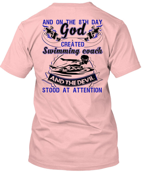 God Created Swimming Coach T Shirt, I Love Swimming T Shirt