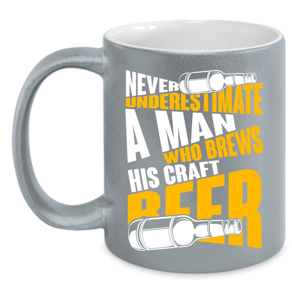 A Man Brews His Craft Beer Coffee Mug, Funny Beer Drinker Coffee Cup