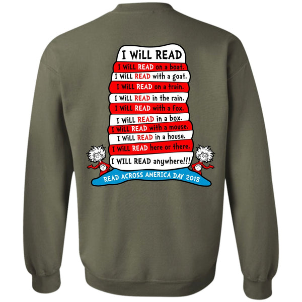 The Cat in the Hat T Shirt, I Will Read Anywhere T Shirt, Read Across America Day 2018 Sweatshirt