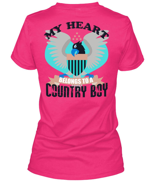 My Heart Belongs To A Country Boy T Shirt, Being A Veteran T Shirt, Cool Shirt (Ladies LS Heather V-Neck)