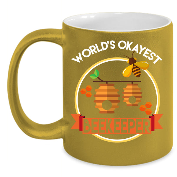 World's Okayest Beekeeper Coffee Mug, Cute Beekeeper Coffee Cup