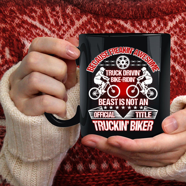 Aweosme Truck Driving Bike Riding Coffee Mug, Trucking Biker Coffee Cup
