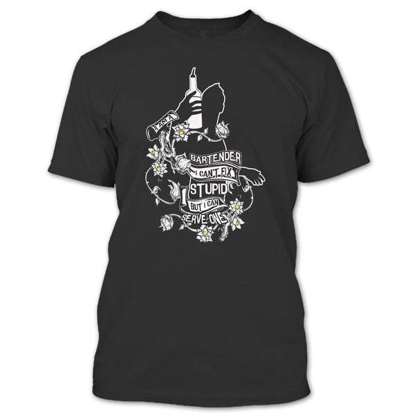 A black t-shirt with the shopify logo