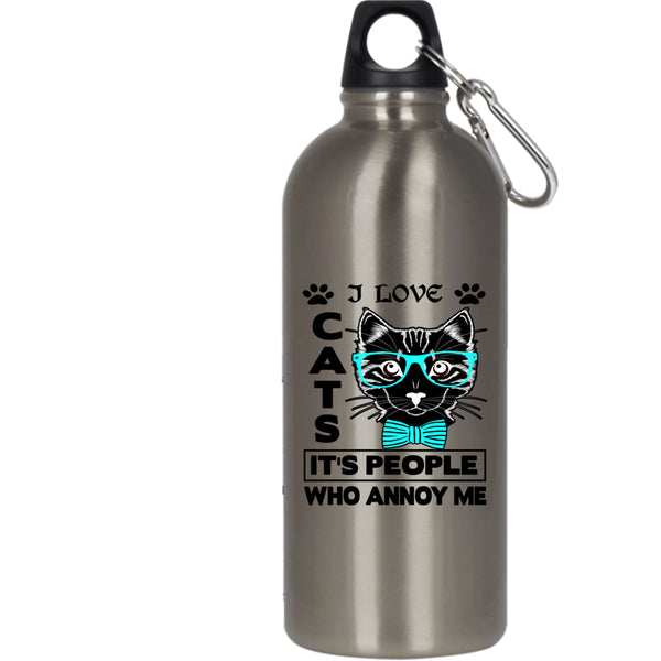 I Love Cats 20 oz Stainless Steel Bottle,Cute Gift For Cat Lovers Outdoor Sports Water Bottle