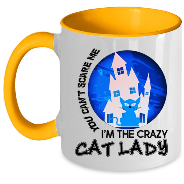 Cool Halloween Coffee Mug, I'm The Crazy Cat Lady Accent Mug
