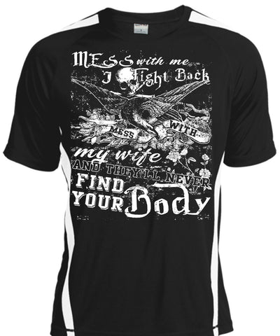 A black t-shirt with the shopify logo
