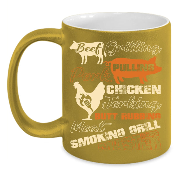 Beef Grilling Pork Pulling Coffee Mug, Chicken Jerking Coffee Cup