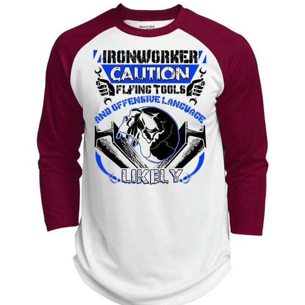 Ironworker Caution Flying Tools T Shirt, I Love Ironworker T Shirt, Awesome T-Shirts  (Polyester Game Baseball Jersey)