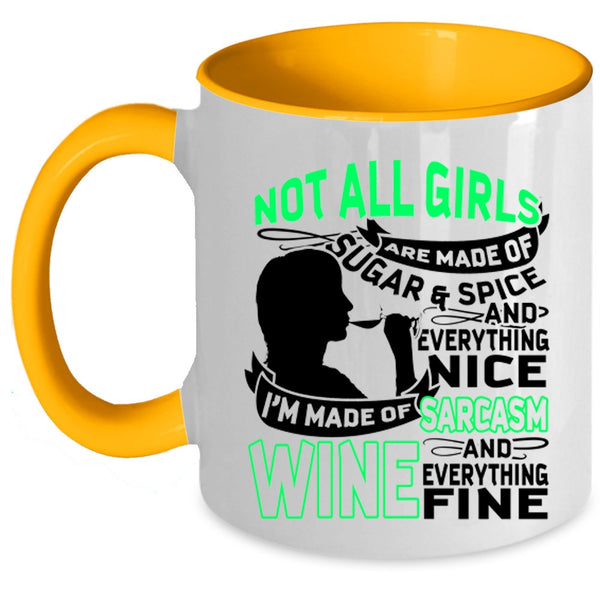 Awesome Girls Coffee Mug, I'm Made Of Sarcasm And Wine Accent Mug