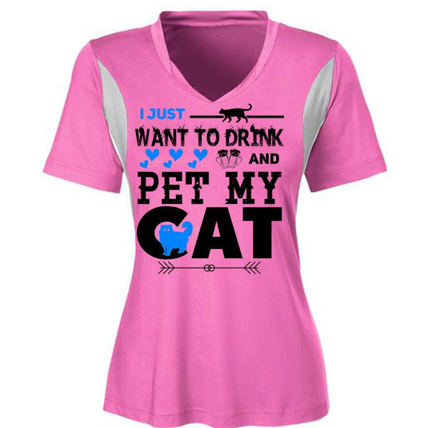 I Just Want To Drink And Pet My Cat T Shirt, I Love Cat T Shirt, Cool Pets T Shirt