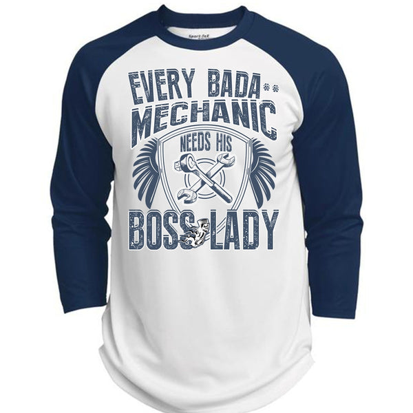 Mechanic Needs His Boss Lady T Shirt, I Love Mechanic T Shirt, Awesome T-Shirts  (Polyester Game Baseball Jersey)