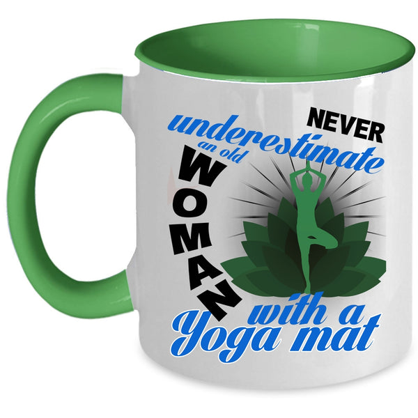 Awesome Grandma Coffee Mug, An Old Woman With A Yoga Mat Accent Mug