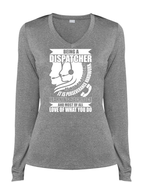 Being A Dispatcher Is Not An Accident T Shirt, I'm A Dispatcher T Shirt, Cool Shirt (Ladies LS Heather V-Neck)