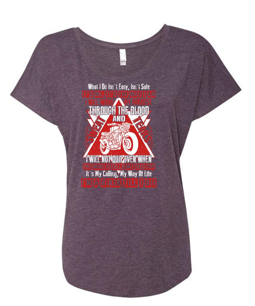 I'm A Biker Till T Shirt, I Will Work My Hardest T Shirt, Cool Shirt (Ladies' Triblend Dolman Sleeve)