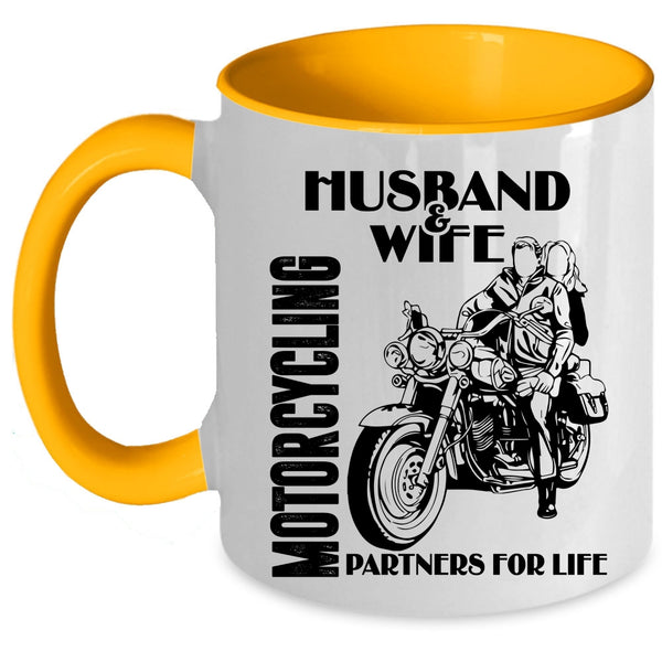 Motorcycling Partners For Life Coffee Mug, Husband And Wife Accent Mug