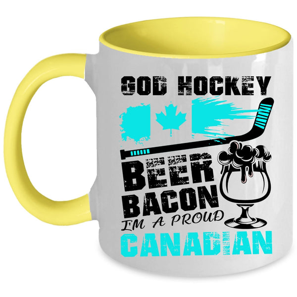 I'm A Proud Canadian Coffee Mug, Hockey Beer Bacon Accent Mug