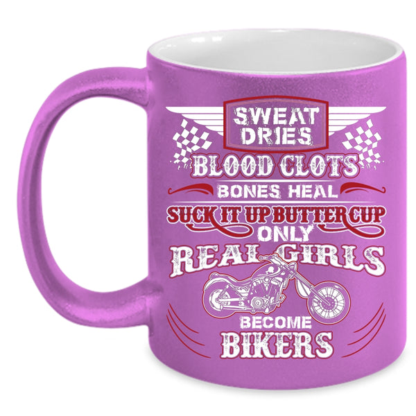 Only Real Girls Become Bikers Coffee Mug, Awesome Girls Coffee Cup