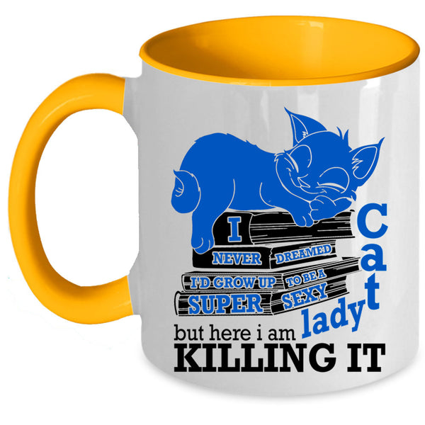Cool Cat Lady Coffee Mug, I'd Grow Up To Be A Cat Lady Accent Mug