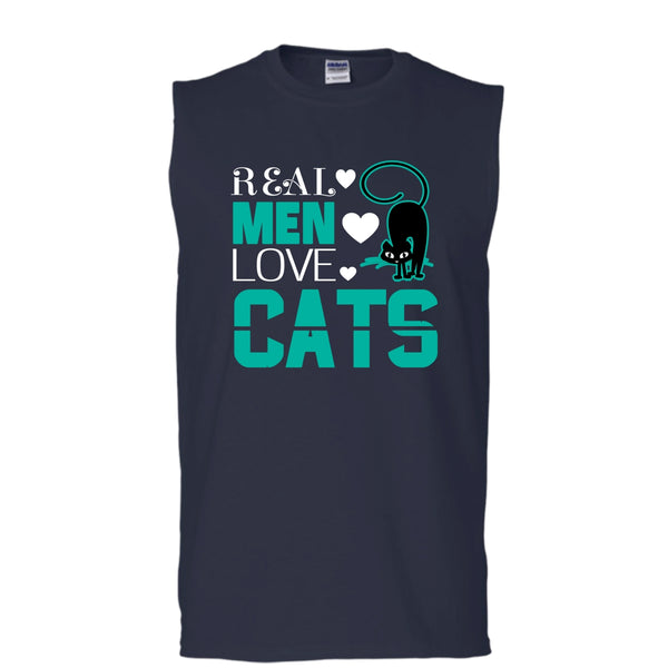 Real Men Love Cat Shirt, I Love My Cat Shirt (Men's Cotton Sleeveless)