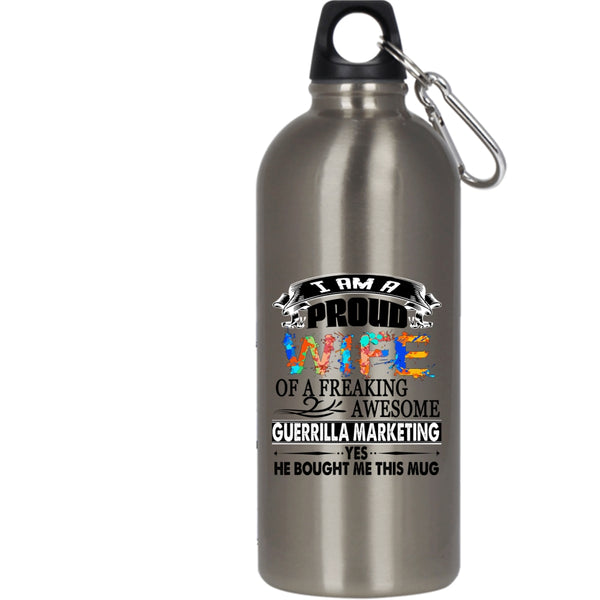 I Am A Proud Wife Of A Guerrilla Marketing 20 oz Stainless Steel Bottle,Cute Wife Outdoor Sports Water Bottle