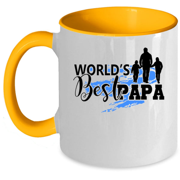 Cool Gift For Dad Coffee Mug, World's Best Papa Accent Mug