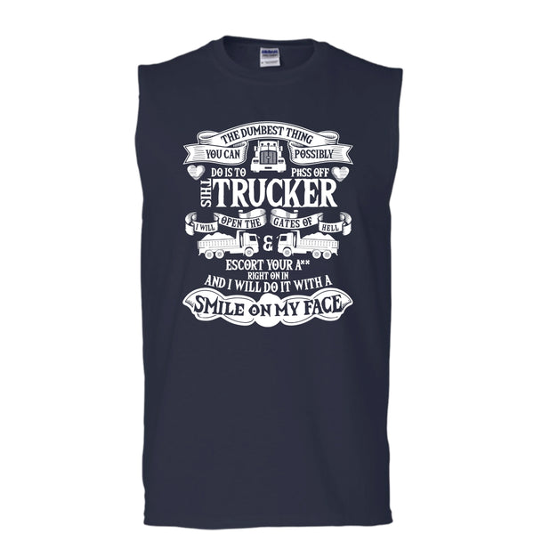 This Trucker T Shirt, Coolest Trucking T Shirt, Cool T Shirt (Men's Cotton Sleeveless)