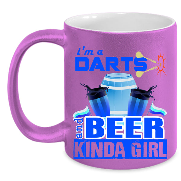 Awesome Girls Coffee Mug, I'm A Darts And Beer Kinda Girl Accent Mug