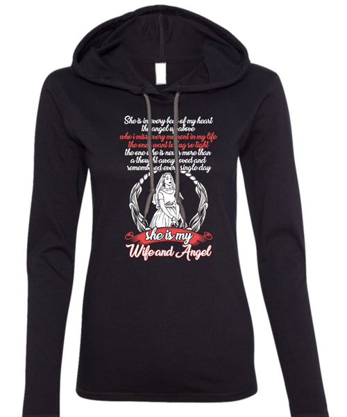 She Is My Wife And Angel T Shirt, Beat Of My Heart T Shirt (Anvil Ladies Ringspun Hooded)