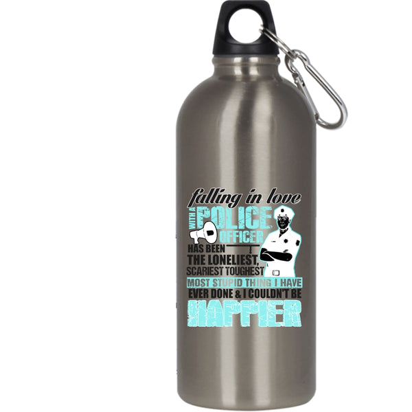 Falling In Love With A Police Officer 20 oz Stainless Steel Bottle,I Love My Police Officer Outdoor Sports Water Bottle