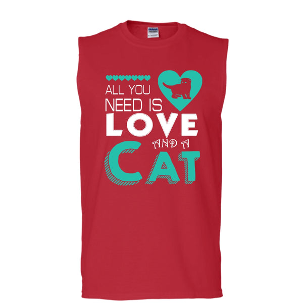 All You Need Is Love And A Cat Shirt, I Love My Cat Shirt (Men's Cotton Sleeveless)