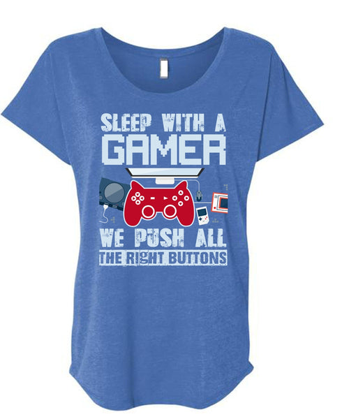 Sleep With A Gamer T Shirt, Being A Gamer T Shirt, Cool Shirt (Ladies' Triblend Dolman Sleeve)