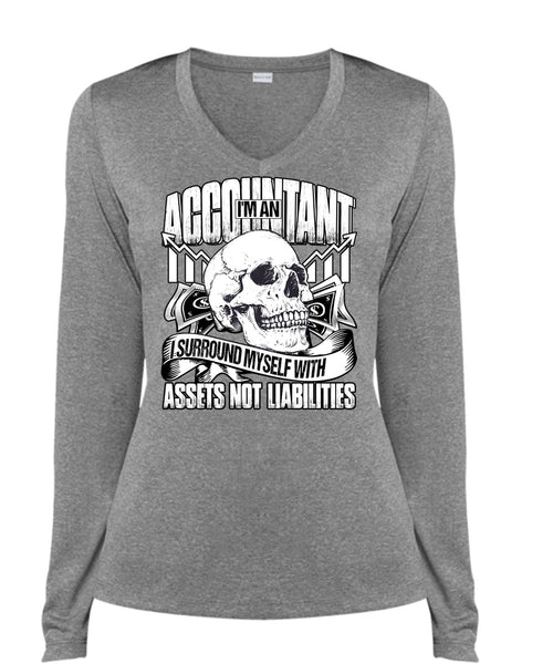 I'm An Accountant T Shirt, I Surround Myself T Shirt, Cool Shirt (Ladies LS Heather V-Neck)