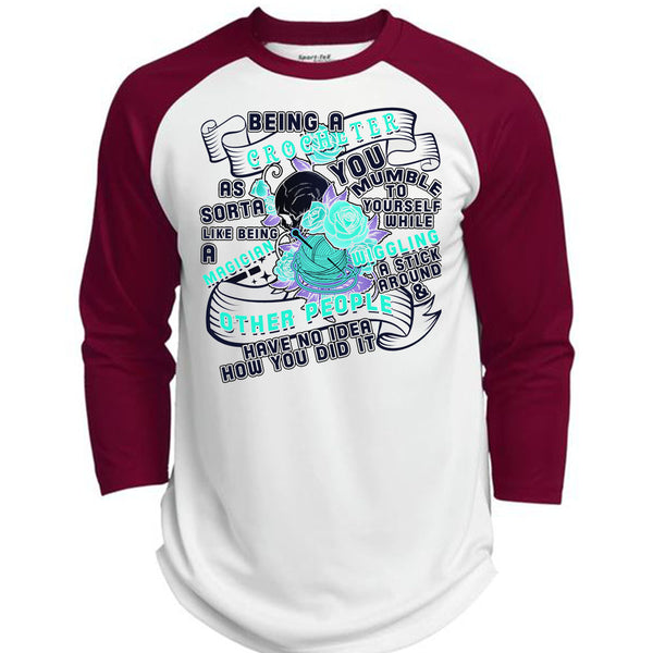 Being A Crocheter As Sorta Like Being A Magician T Shirt, Being A Crocheter T Shirt, Awesome T-Shirts  (Polyester Game Baseball Jersey)