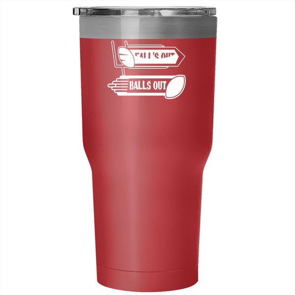 Fall's Out Balls Out Tumbler 30 oz Stainless Steel, Funny Rugby Players Travel Mug