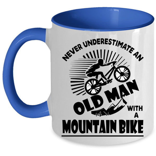 Cool Grandpa Coffee Mug, Old Man With A Mountain Bike Accent Mug