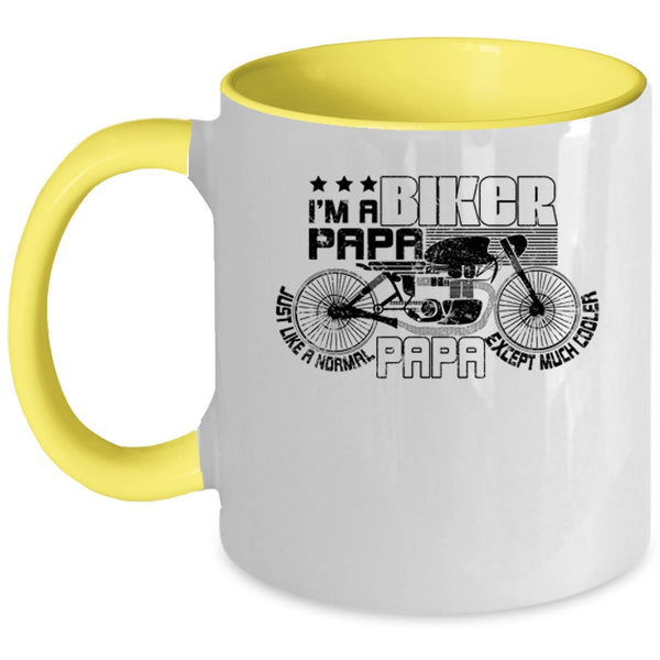 Awesome Biker Papa Coffee Mug, I'm A Biker Papa Accent Mug