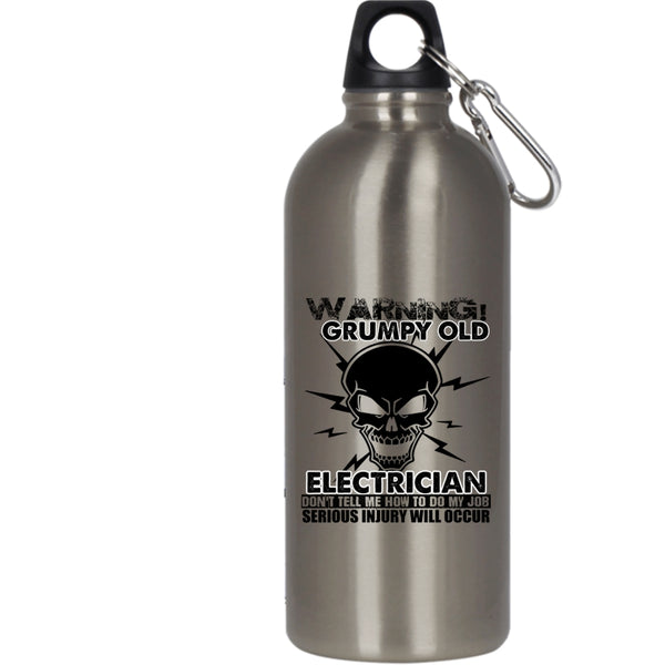 Grumpy Old Electrician 20 oz Stainless Steel Bottle,Funny Gift For Grandfather Outdoor Sports Water Bottle