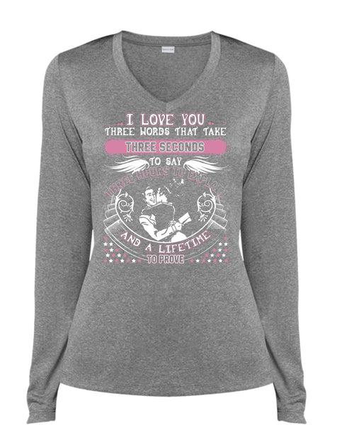 I Love You T Shirt, Being A Husband T Shirt, Cool Shirt (Ladies LS Heather V-Neck)