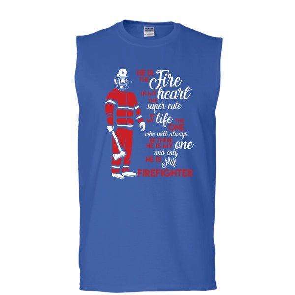 My Man Risk His Life To Save Strangers T Shirt, Coolest Firefighter T Shirt, Cool T Shirt (Men's Cotton Sleeveless)