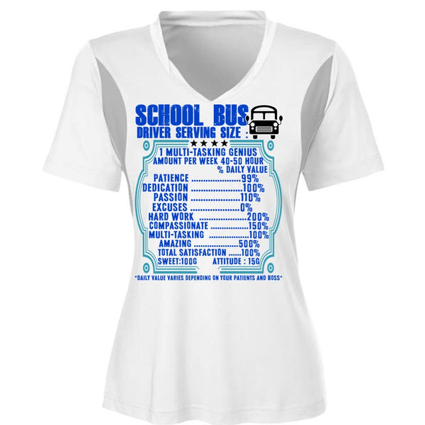 School Bus Driver Serving Size T Shirt, Being A Bus Driver T Shirt, Cool Shirt (Ladies LS Heather V-Neck)