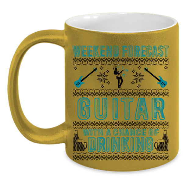 Chance Of Drinking Coffee Mug, Weekend Forecast Guitar Accent Mug