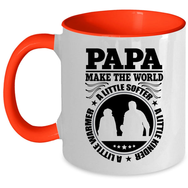 Cute Papa Coffee Mug, Papa Make the World A Little Warmer Accent Mug