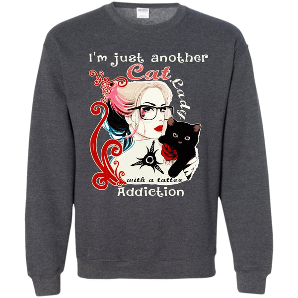 Cat Lady With A Tattoo Addiction T Shirt, Coolest Cat Lady Sweatshirt