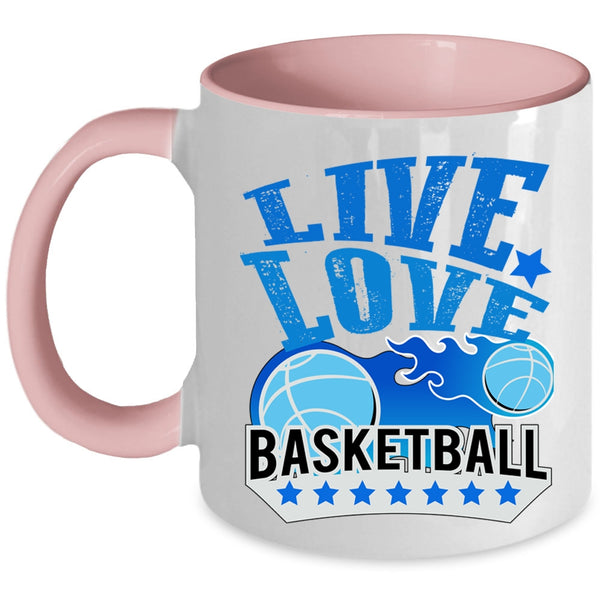 Cute Basketball Player Coffee Mug, Live Love Basketball Accent Mug
